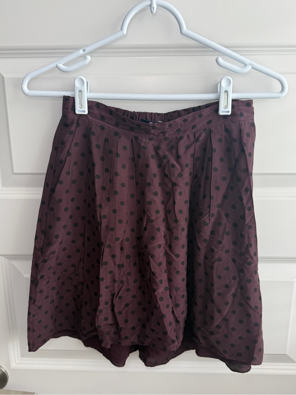 Madewell Purple Polka Dot Silk Blend Skirt XS Mini Flowy Pockets Feminine Chic